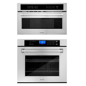 ZLINE - Stainless Steel 30" Built-in Convection Microwave Oven and 30" Single Wall Oven with Self Clean