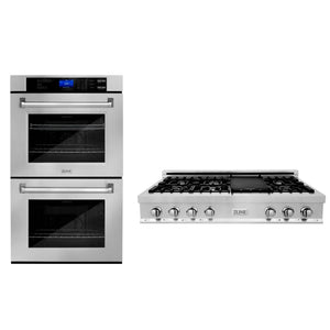 ZLINE - Kitchen Package with 48" Stainless Steel Rangetop and 30" Double Wall Oven (2KP-RTAWD48)