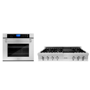 ZLINE - Kitchen Package with 48" Stainless Steel Rangetop and 48" Single Wall Oven (2KP-RTAWS48)