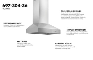 ZLINE - 60" Ducted Wall Mount Range Hood in Outdoor Approved Stainless Steel (697-304-60)