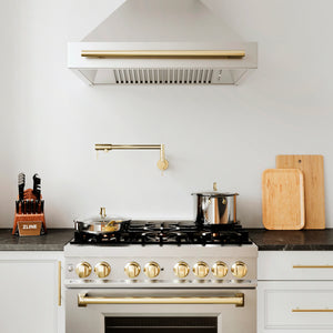 ZLINE - 36" Autograph Edition Stainless Steel Range Hood with Stainless Steel Shell and Gold Handle (8654STZ-36-G)
