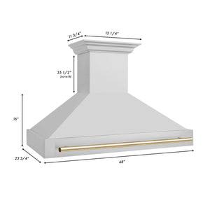 ZLINE - 48" Autograph Edition Stainless Steel Range Hood with Stainless Steel Shell and Gold Handle (8654STZ-48-G)