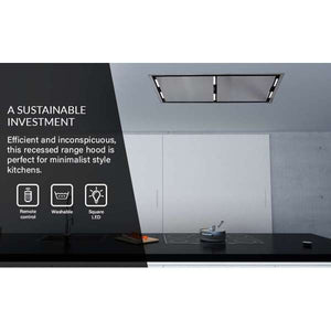FORNO - Arezzo 44-Inch Recessed Ceiling Range Hood, Dual Motors, 1200 CFM, Hybrid Filters, Remote Control