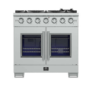 FORNO - Capriasca 36-Inch Freestanding French Door Gas Range, 6 Burners, Convection Oven, Energy Efficient