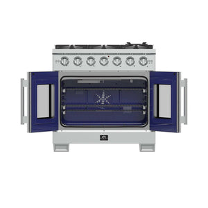 FORNO - Capriasca 36-Inch Freestanding French Door Gas Range, 6 Burners, Convection Oven, Energy Efficient