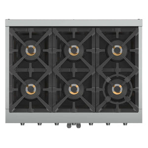 FORNO - Capriasca 36-Inch Freestanding French Door Gas Range, 6 Burners, Convection Oven, Energy Efficient