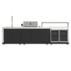 FORNO - Rimini Outdoor Kitchen: 30" BBQ 62,600 BTU, 4.8 cu.ft. Refrigerators, White Countertops
