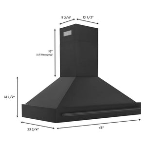ZLINE - 48" Black Stainless Steel Range Hood with Black Stainless Steel Handle (BS655-48-BS)