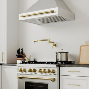 ZLINE - 36" Autograph Edition Stainless Steel Range Hood with Stainless Steel Shell and Champagne Bronze Handle (8654STZ-36-CB)
