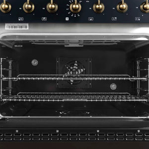 FORNO - Antico 36-inch Dual Fuel Range, Black and Antique Brass, 6 Burners, 4.5 cu.ft. Convection Oven
