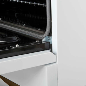 FORNO - Antico 36-inch Dual Fuel Range White and Antique Brass Design with 6 Sealed Gas Burners and Electric Convection Oven