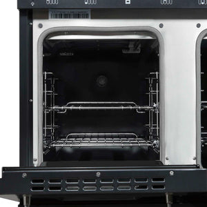 FORNO - Antico 48-Inch Dual Fuel Range, Black with Antique Brass Finish, 8 Burners, 94,000 BTU, 5.5 cu.ft. Double Ovens & Griddle