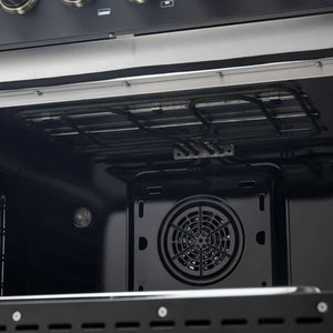 FORNO - Galiano 36-inch Dual Fuel Range in Black & Antique Brass Design, 6 Sealed Burners 83,000 BTU, 5.36 cu.ft. True Convection Oven