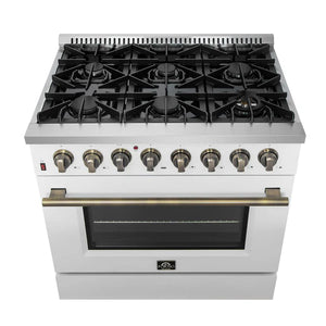 FORNO - Galiano 36" Freestanding Dual Fuel Range in White