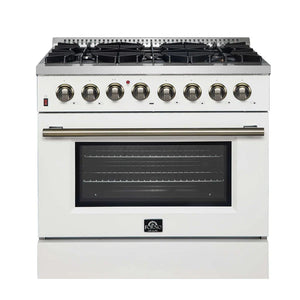 FORNO - Galiano 36" Freestanding Dual Fuel Range in White