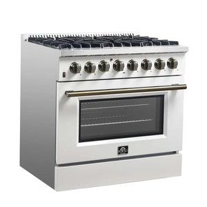 FORNO - Galiano 36" Freestanding Dual Fuel Range in White