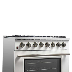 FORNO - Galiano 36" Freestanding Dual Fuel Range in White