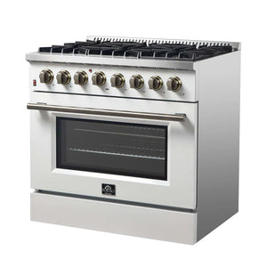 FORNO - Galiano 36" Freestanding Dual Fuel Range in White