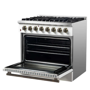 FORNO - Galiano 36" Freestanding Dual Fuel Range in White