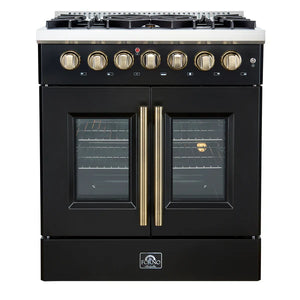 FORNO - Galiano 30-inch Freestanding French Door Dual Fuel Range Black