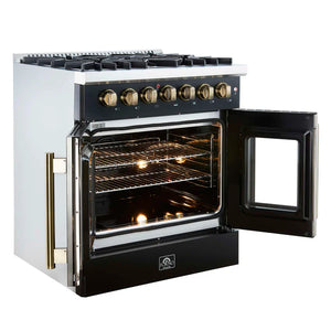 FORNO - Galiano 30-inch Freestanding French Door Dual Fuel Range Black