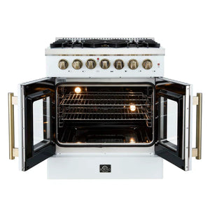 FORNO - Galiano 30-inch Freestanding French Door Dual Fuel Range White