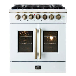 FORNO - Galiano 30-inch Freestanding French Door Dual Fuel Range White