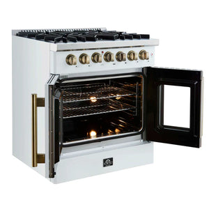 FORNO - Galiano 30-inch Freestanding French Door Dual Fuel Range White