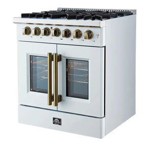 FORNO - Galiano 30-inch Freestanding French Door Dual Fuel Range White