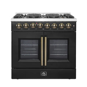FORNO - Galiano 36-inch Freestanding French Door Dual Fuel Range Black
