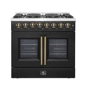 FORNO - Galiano 36-inch Freestanding French Door Dual Fuel Range Black
