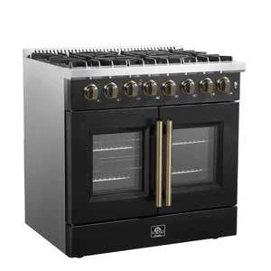 FORNO - Galiano 36-inch Freestanding French Door Dual Fuel Range Black