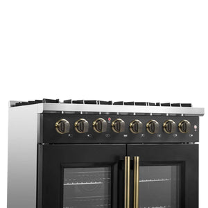 FORNO - Galiano 36-inch Freestanding French Door Dual Fuel Range Black