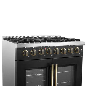 FORNO - Galiano 36-inch Freestanding French Door Dual Fuel Range Black