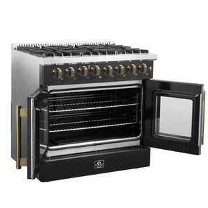 FORNO - Galiano 36-inch Freestanding French Door Dual Fuel Range Black