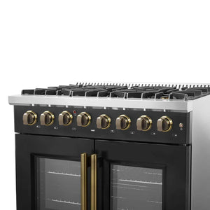 FORNO - Galiano 36-inch Freestanding French Door Dual Fuel Range Black