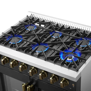 FORNO - Galiano 36-inch Freestanding French Door Dual Fuel Range Black