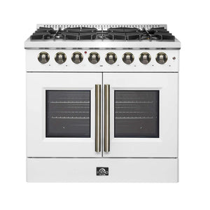 FORNO - Galiano 36-inch Freestanding French Door Dual Fuel Range White