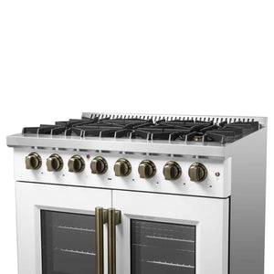 FORNO - Galiano 36-inch Freestanding French Door Dual Fuel Range White