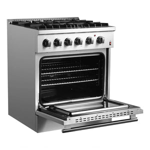 FORNO - Marco 30-Inch Dual Fuel Range, Stainless Steel, 4 Burners, 37,000 BTU, True Convection Oven, Energy Efficient