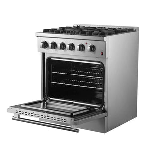 FORNO - Marco 30-Inch Dual Fuel Range, Stainless Steel, 4 Burners, 37,000 BTU, True Convection Oven, Energy Efficient