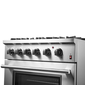 FORNO - Marco 30-Inch Dual Fuel Range, Stainless Steel, 4 Burners, 37,000 BTU, True Convection Oven, Energy Efficient