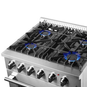 FORNO - Marco 30-Inch Dual Fuel Range, Stainless Steel, 4 Burners, 37,000 BTU, True Convection Oven, Energy Efficient