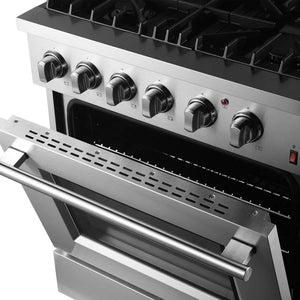 FORNO - Marco 30-Inch Dual Fuel Range, Stainless Steel, 4 Burners, 37,000 BTU, True Convection Oven, Energy Efficient