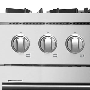 FORNO - Marco 30-Inch Dual Fuel Range, Stainless Steel, 4 Burners, 37,000 BTU, True Convection Oven, Energy Efficient
