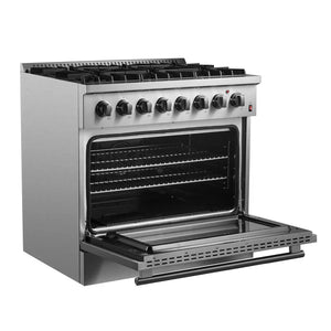 FORNO - Marco 36-Inch Dual Fuel Range, Stainless Steel, 6 Burners, 67,000 BTU, True Convection Oven, Energy Efficient