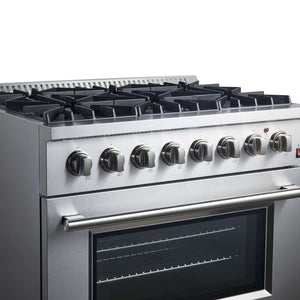 FORNO - Marco 36-Inch Dual Fuel Range, Stainless Steel, 6 Burners, 67,000 BTU, True Convection Oven, Energy Efficient