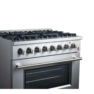 FORNO - Marco 36-Inch Dual Fuel Range, Stainless Steel, 6 Burners, 67,000 BTU, True Convection Oven, Energy Efficient