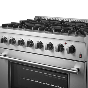 FORNO - Marco 36-Inch Dual Fuel Range, Stainless Steel, 6 Burners, 67,000 BTU, True Convection Oven, Energy Efficient