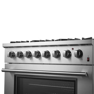 FORNO - Marco 36-Inch Dual Fuel Range, Stainless Steel, 6 Burners, 67,000 BTU, True Convection Oven, Energy Efficient